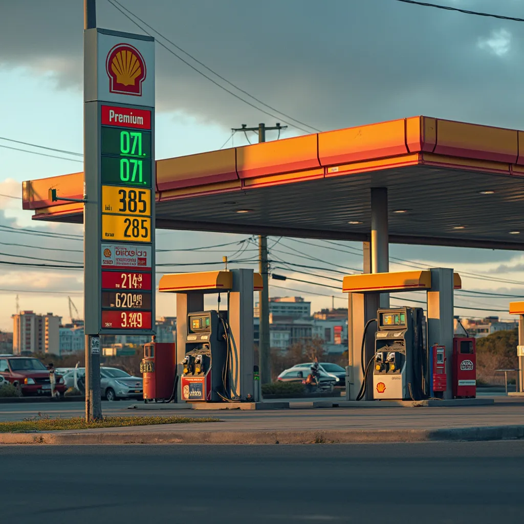 Surtidores de combustible premium en una estación de servicio