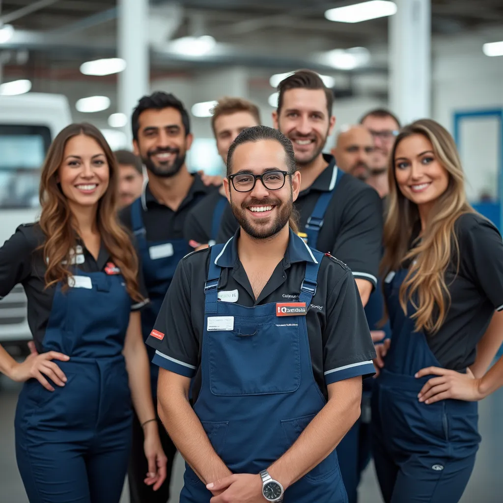 Equipo de trabajo en una moderna estación de servicio en Argentina