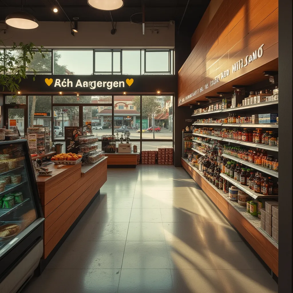 Interior de una tienda de conveniencia moderna y bien surtida